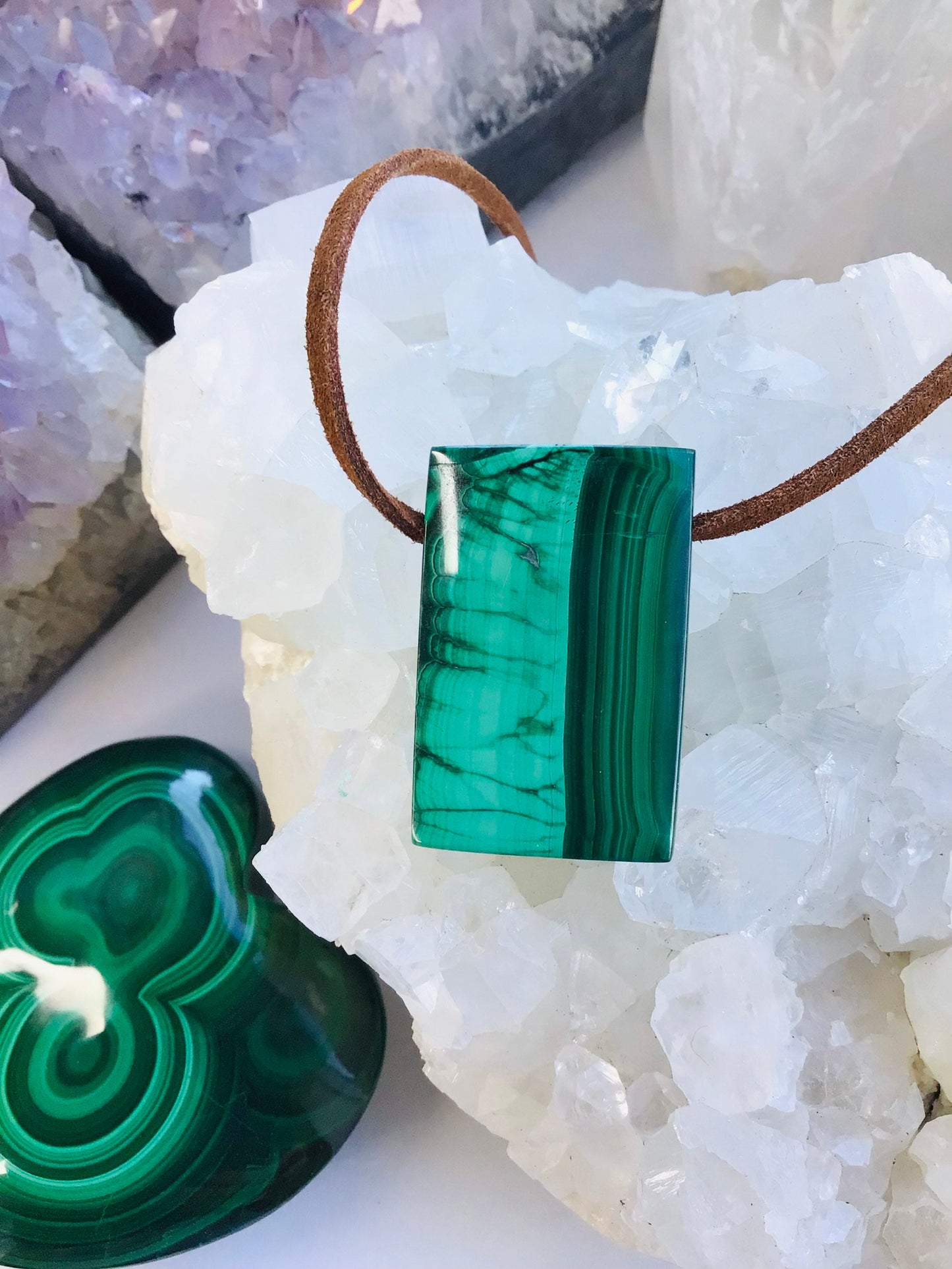 Malachite Necklace -Malachite Crystal Pendant