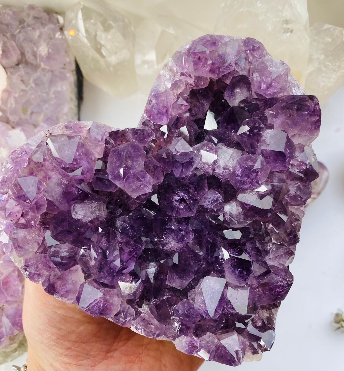 Amethyst Crystal Heart Polished Grade A -Large Amethyst Druzy Heart - Home Decor