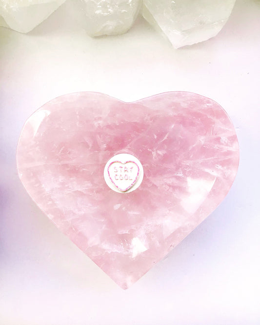 Rose Quartz Bowl Heart Dish - Crystal Heart Trinket Dish - Pink Rose Quartz Bowl  - Rose Quartz Heart Bowl- Crystal Trinket Bowl