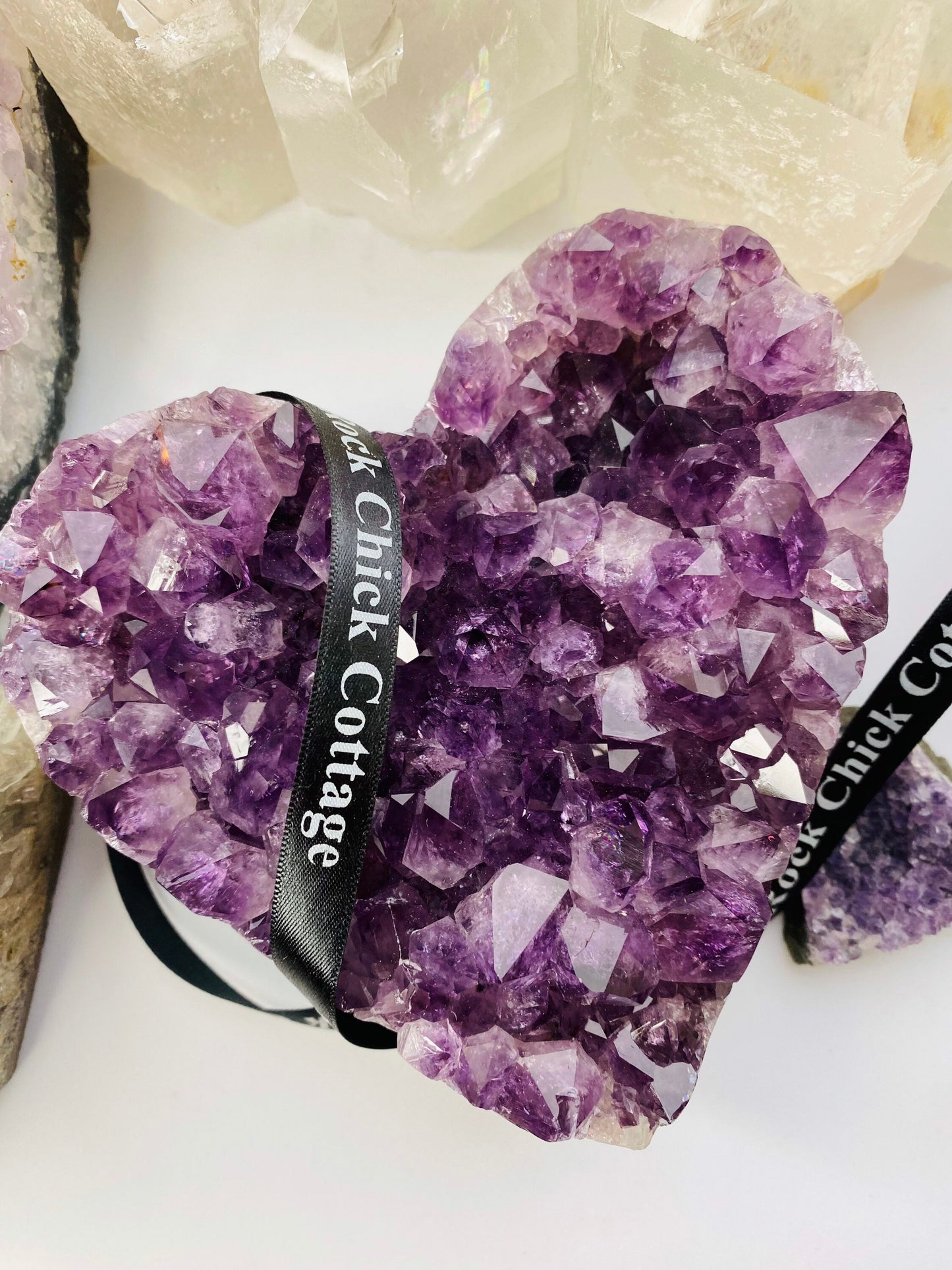 Amethyst Crystal Heart Polished Grade A -Large Amethyst Druzy Heart - Home Decor