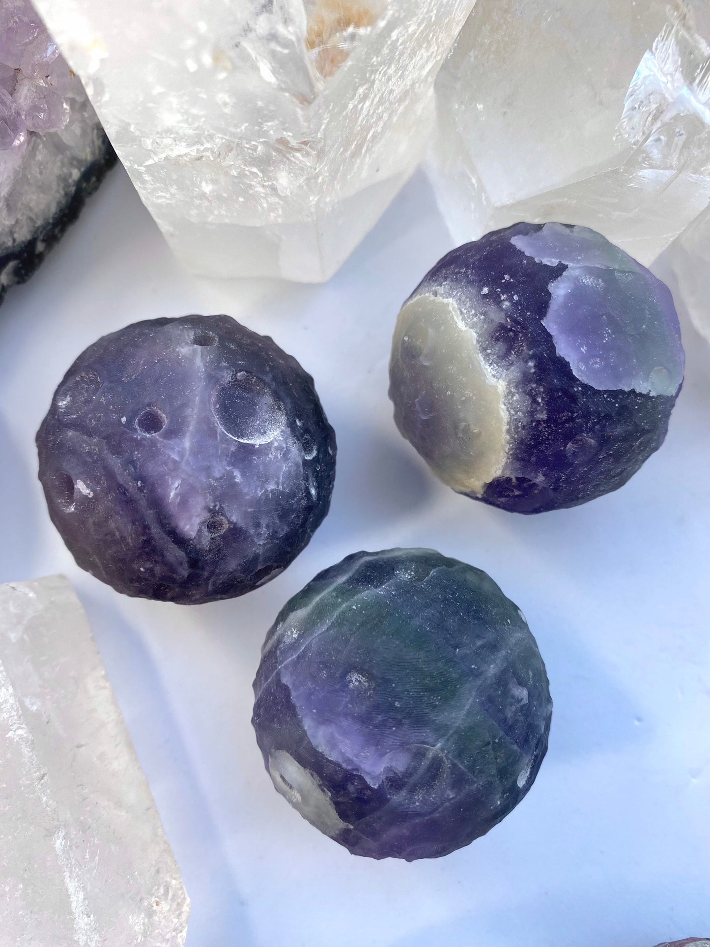 Crystal Full Moon - Black Obsidian ,Rainbow Fluorite ,Howlite, Dragon Blood Jasper