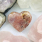 Pink Amethyst Heart Crystal Hand Carved Rare Crystal Heart