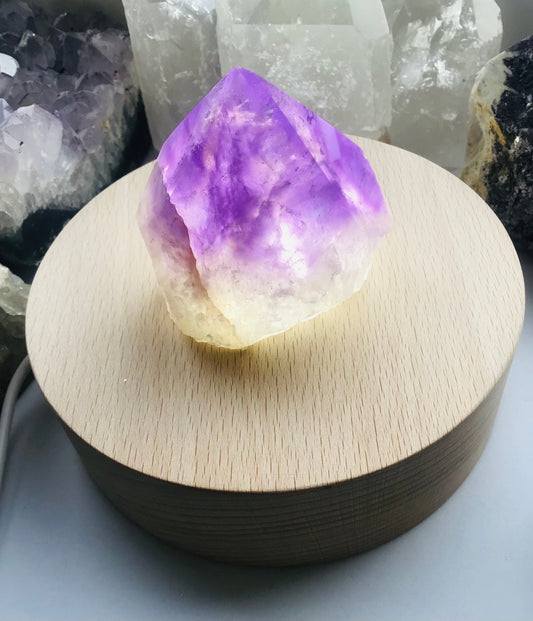 Led Light Box for Crystals Large Size 12cm Light Box USB - Light Box Stand For Crystal -Led Light Box - Wood - Circular Jo