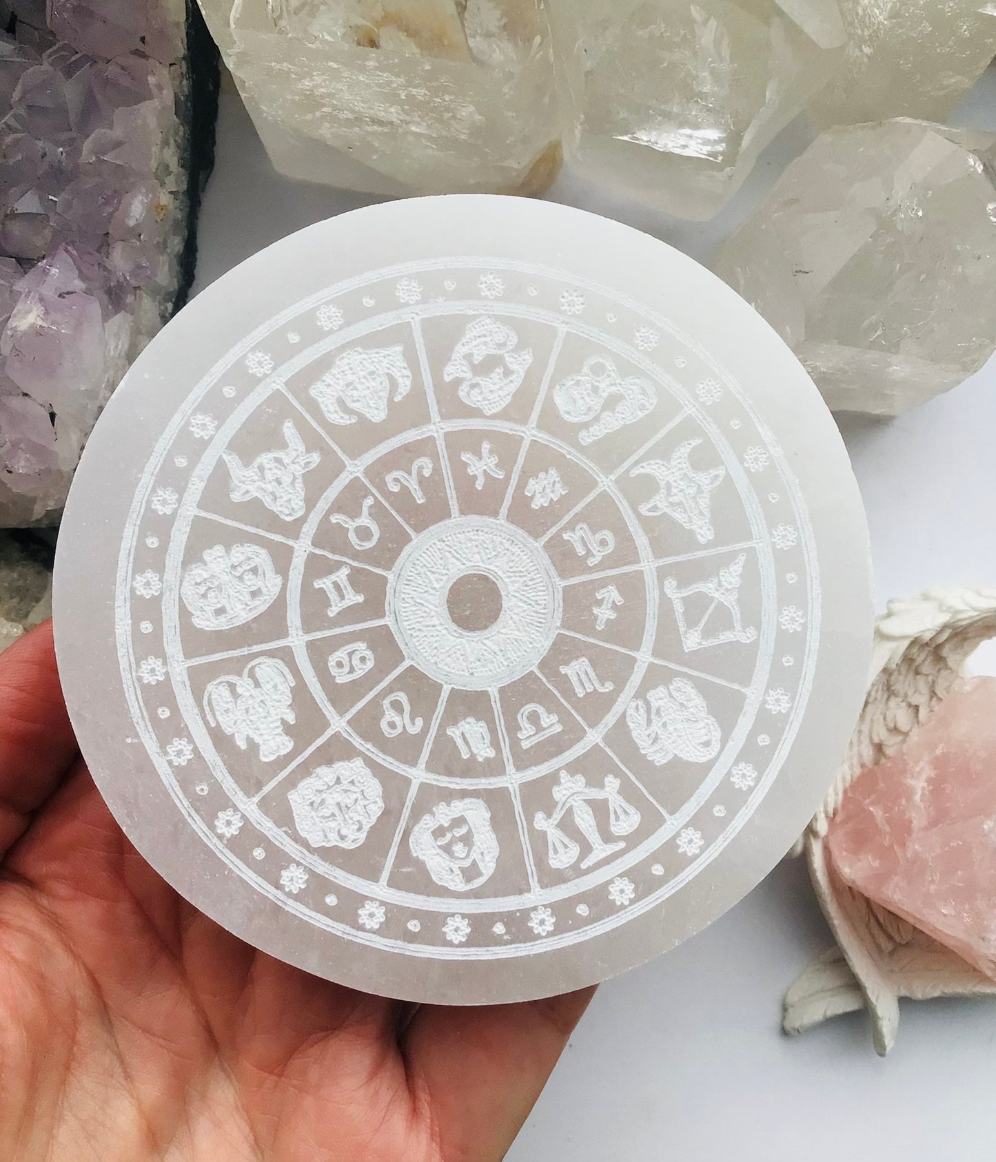 Selenite Crystal Zodiac Charger