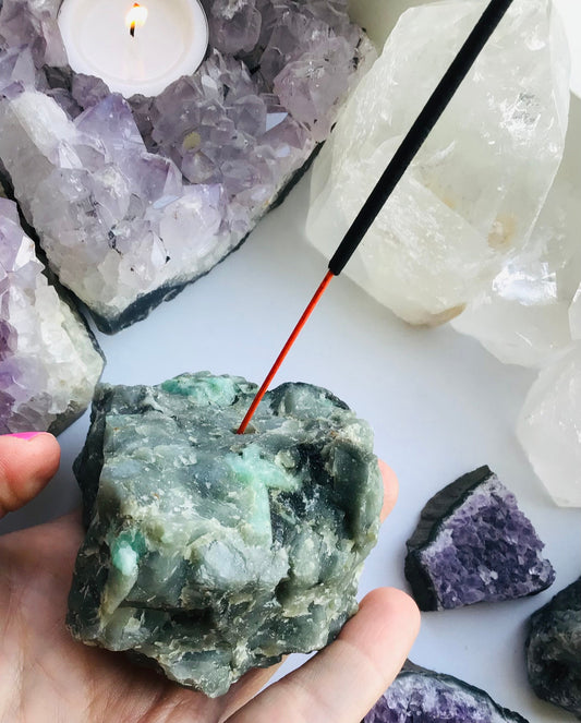 Emerald Crystal Incense Holder