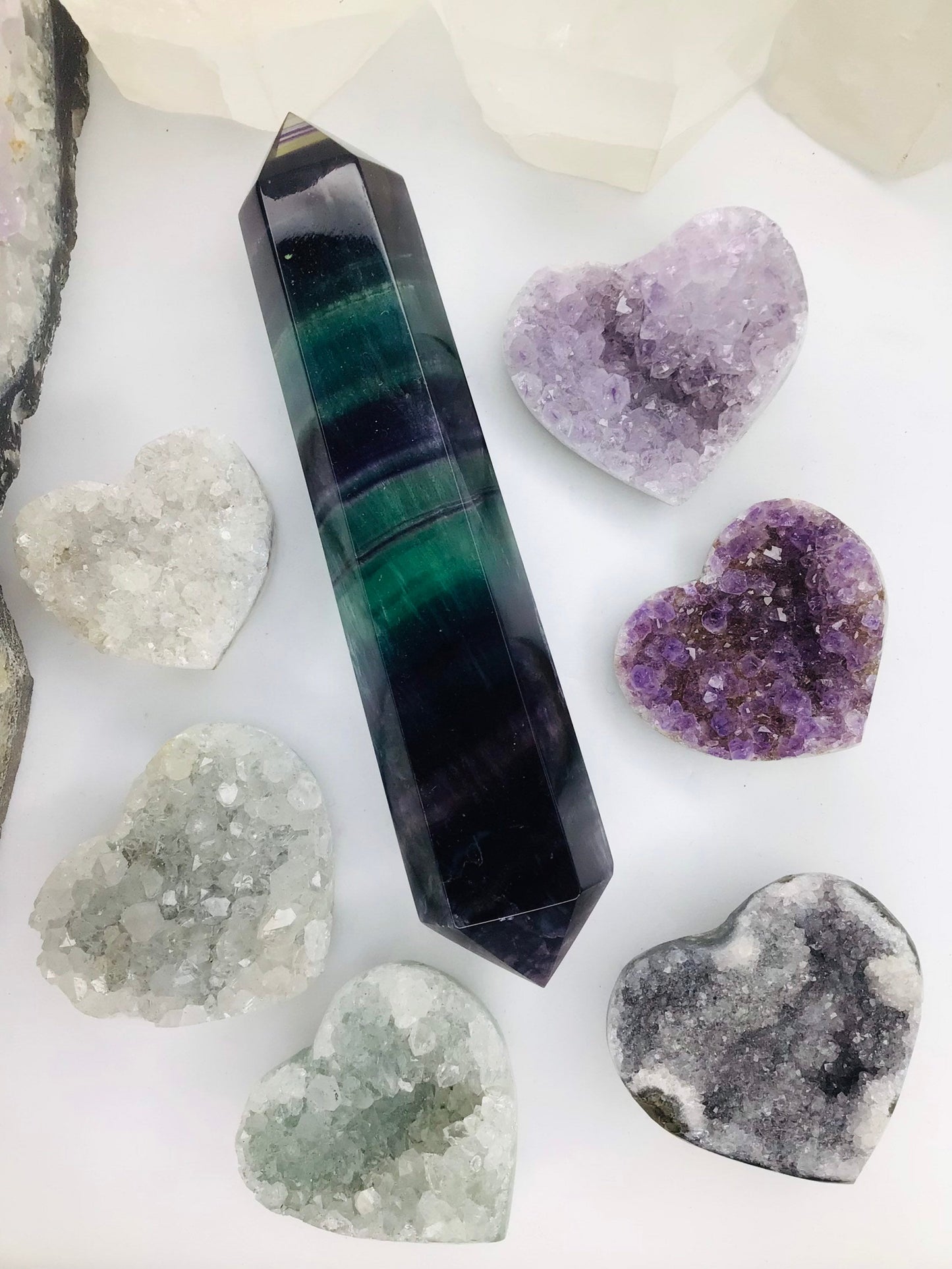 Rainbow Fluorite Crystal Wand Double Terminated