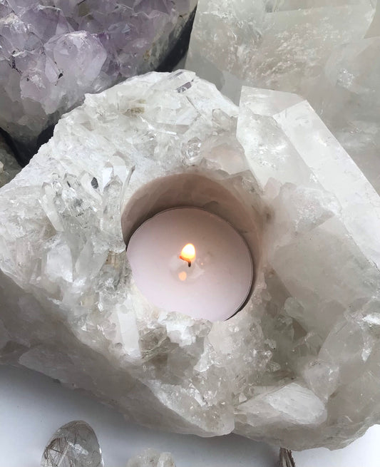 Clear Quartz Tea Light Crystal Holder