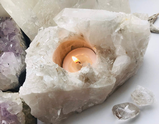 Clear Quartz Tea Light Crystal Holder