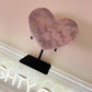 Pink Amethyst Heart on Stand- Pink Amethyst Druzy Heart