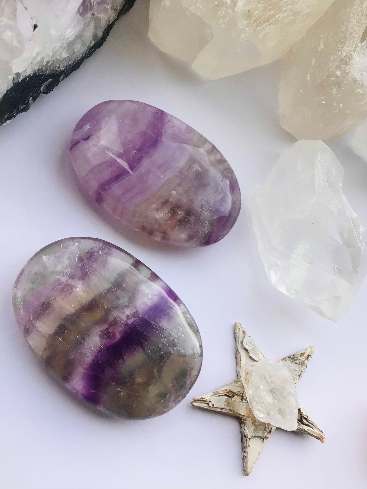 Rainbow Fluorite Crystal Palm Stone- Calm & Focus Crystal - Fluorite Crystal