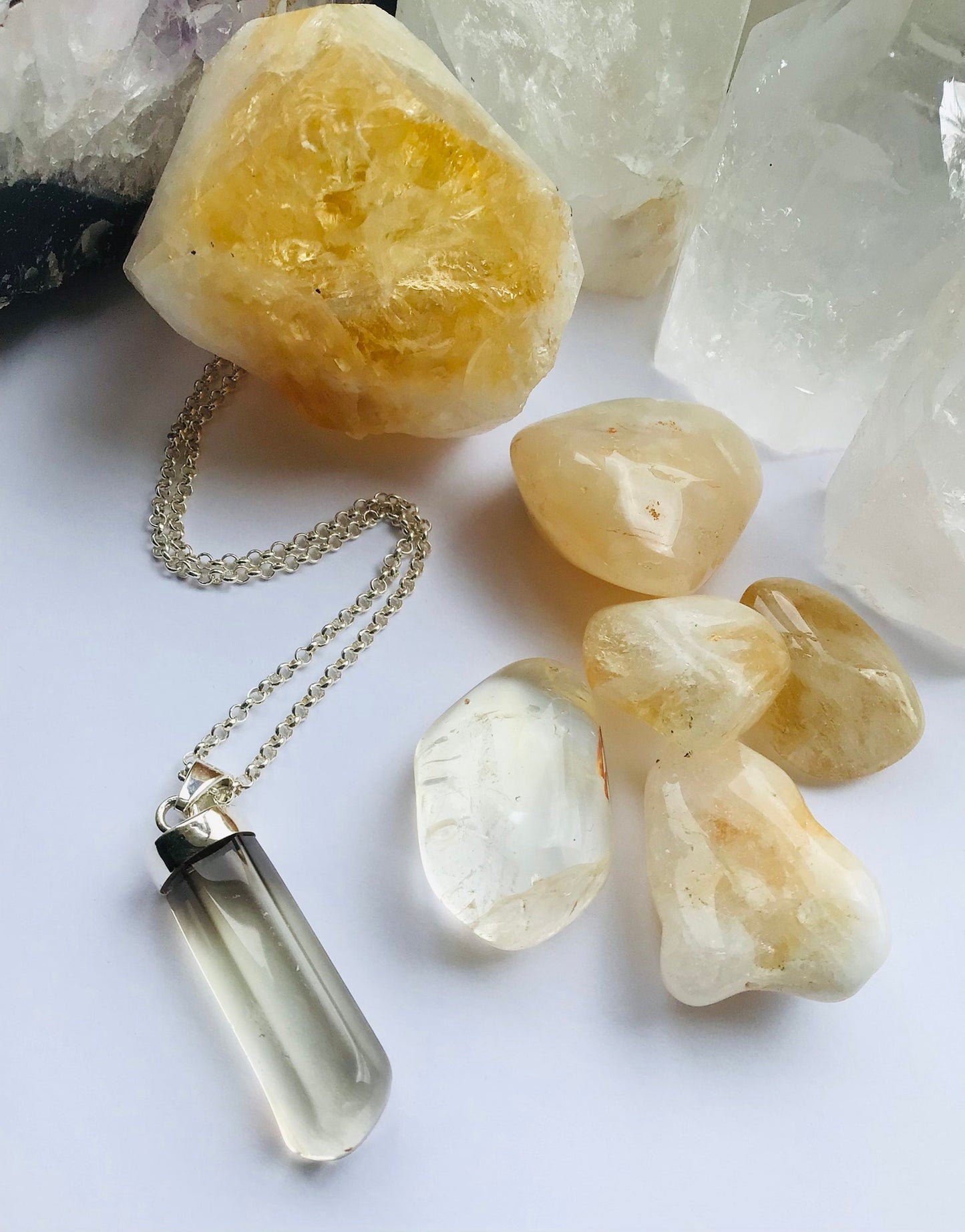 Natural Citrine Pendant on Chain all solid Silver