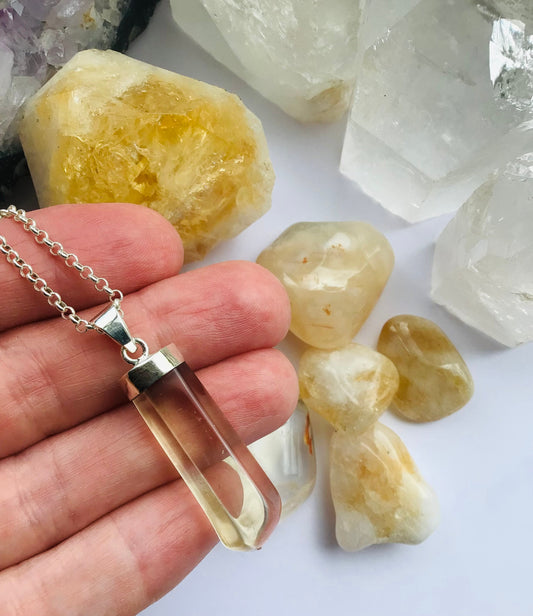 Natural Citrine Pendant on Chain all solid Silver