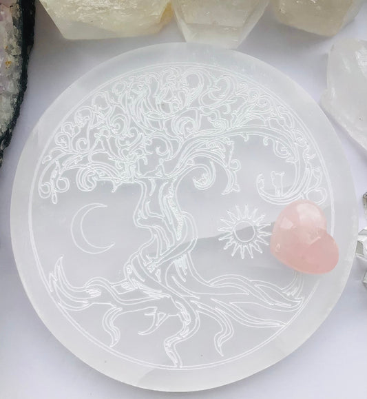 Selenite Crystal Charger Tree of Life