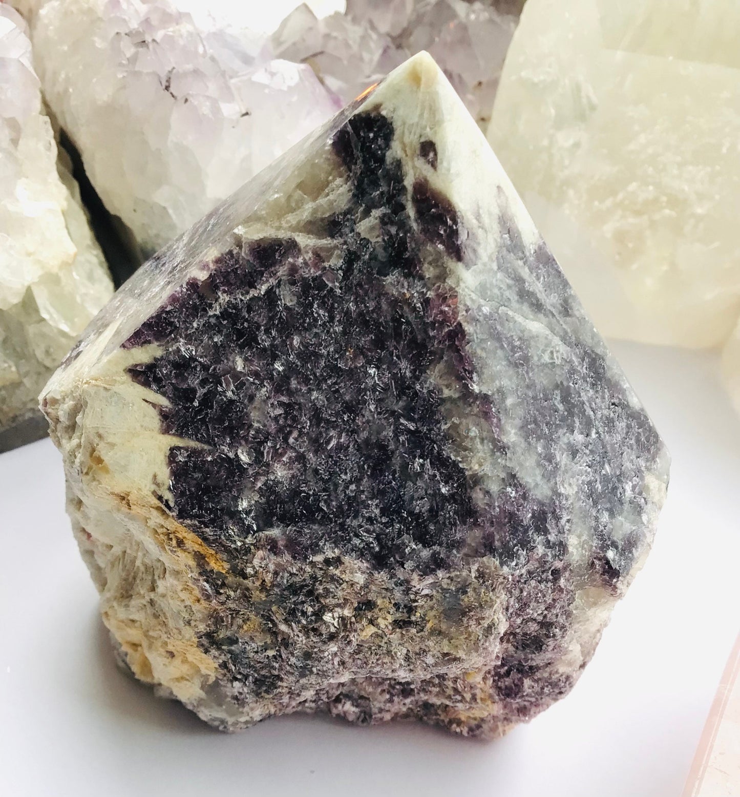 Lepidolite Point Crystal Rough Base with Polished Top