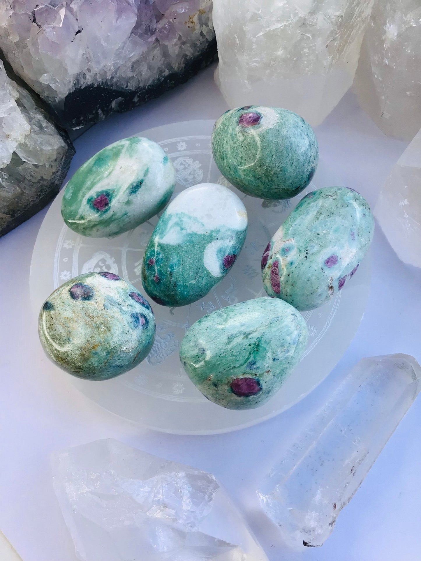 Ruby In Fuchsite Large Tumblestones Rare Crystal