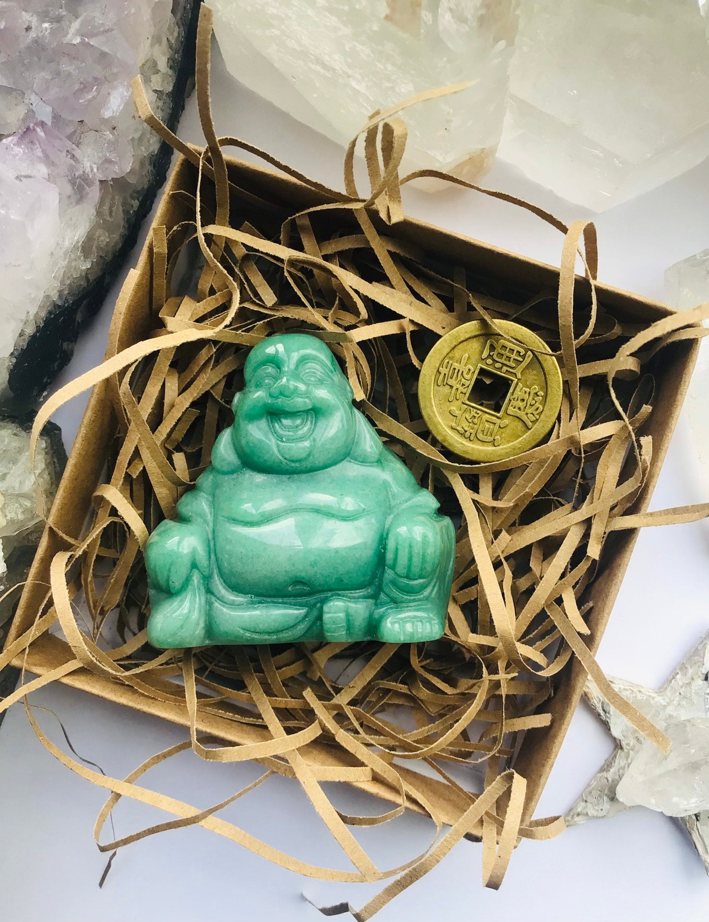 Green Aventurine Crystal Buddha - Lucky Crystal Buddha