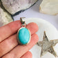 Turquoise Pendant set in 925 Solid Silver Setting Blue Turquoise Necklace