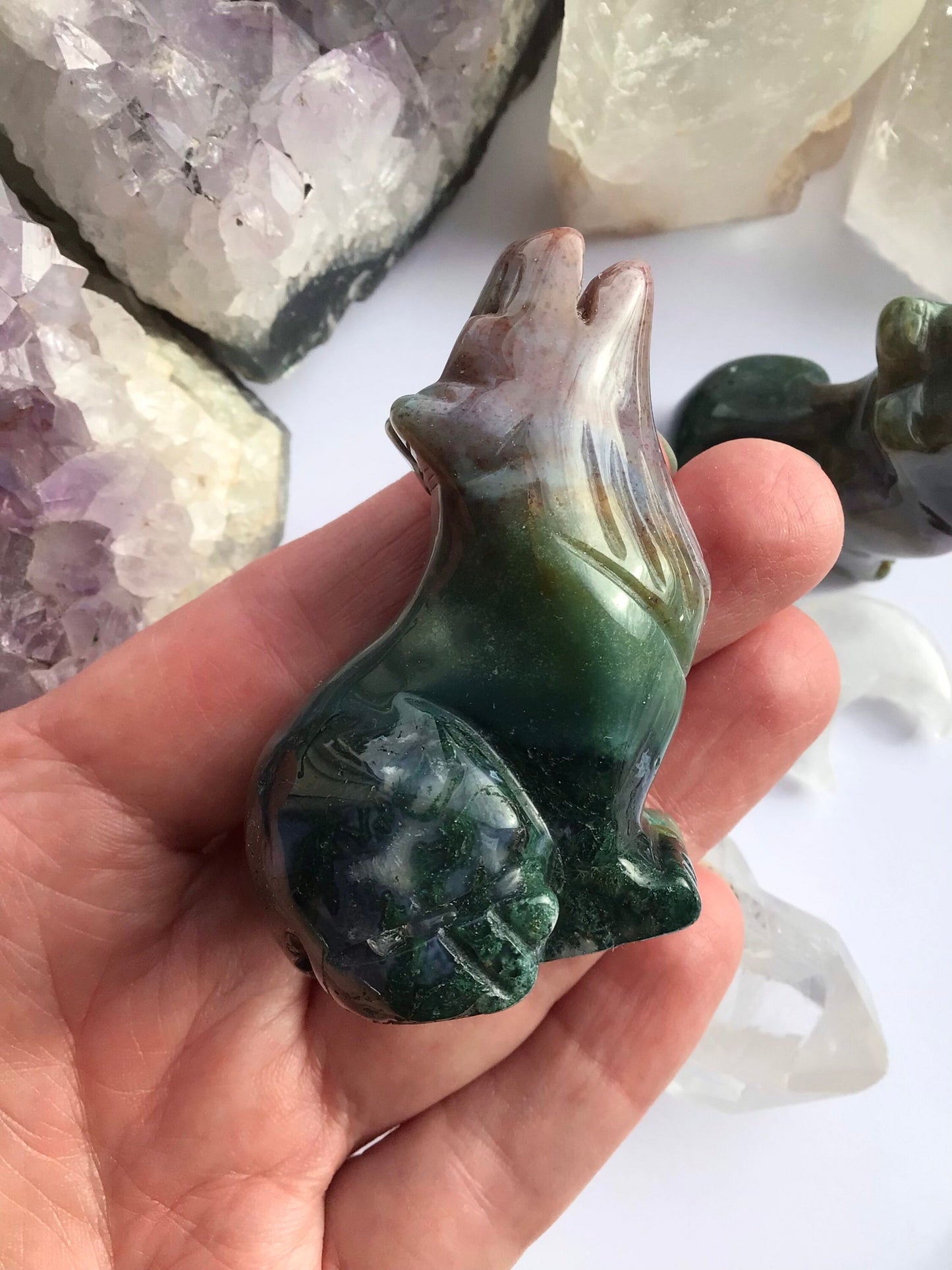 Fancy Jasper Wolf Hand Carved Large