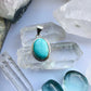 Turquoise Pendant set in 925 Solid Silver Setting Blue Turquoise Necklace
