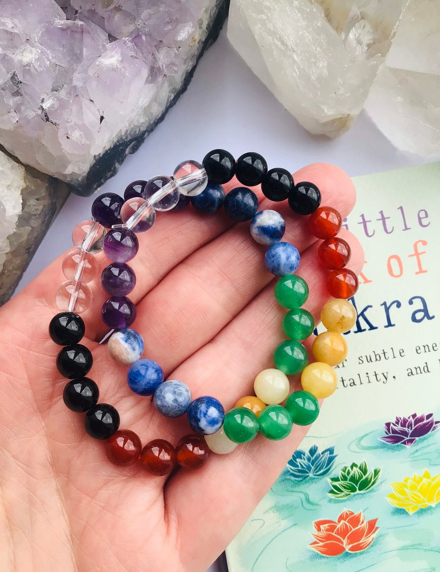 Chakra Healing Crystal Power Bracelet 8mm Beads - Chakra Power Bracelet