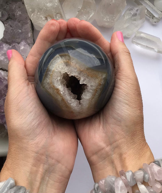 Druzy Agate Sphere Crystal Large  - Grounding Calming