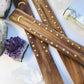 Wooden Incense Holder with Brass Moon and Stars
