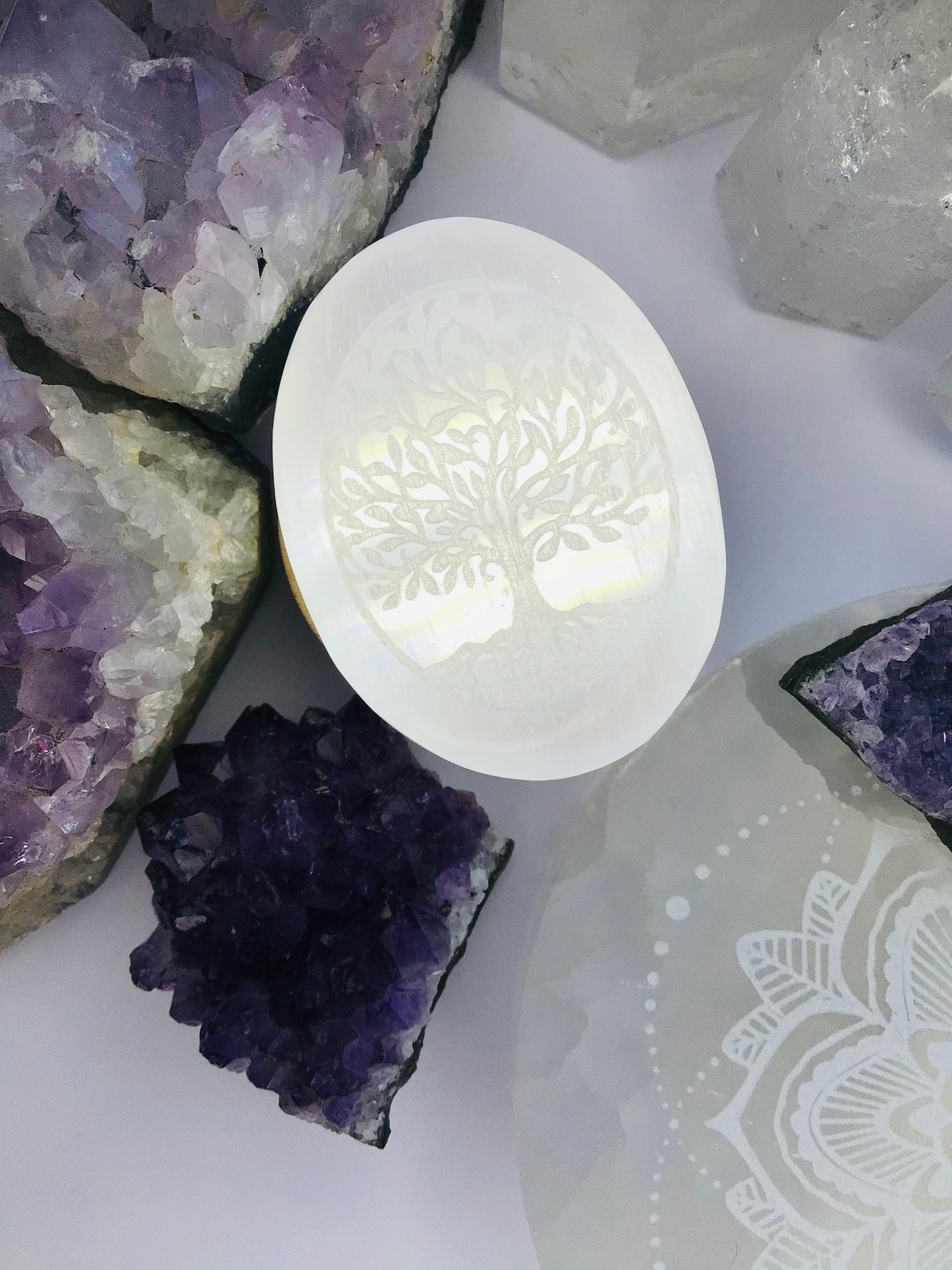 Selenite Tree Of Life Palm Stone