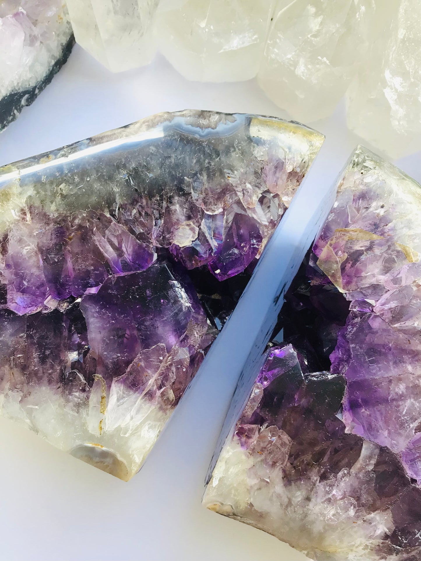 Amethyst Crystal Bookends